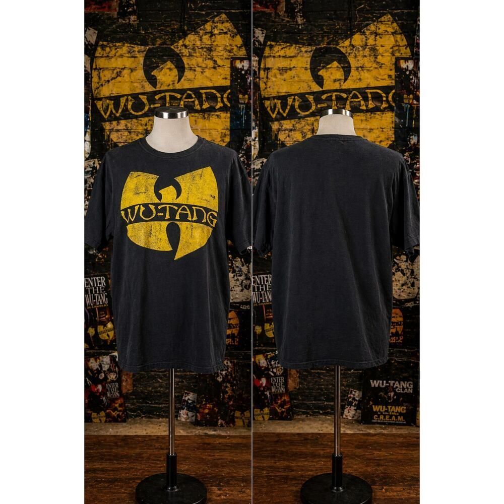 Vintage 2000s Wu-Tang Clan Logo Tee Black Distressed Hip Hop Shirt